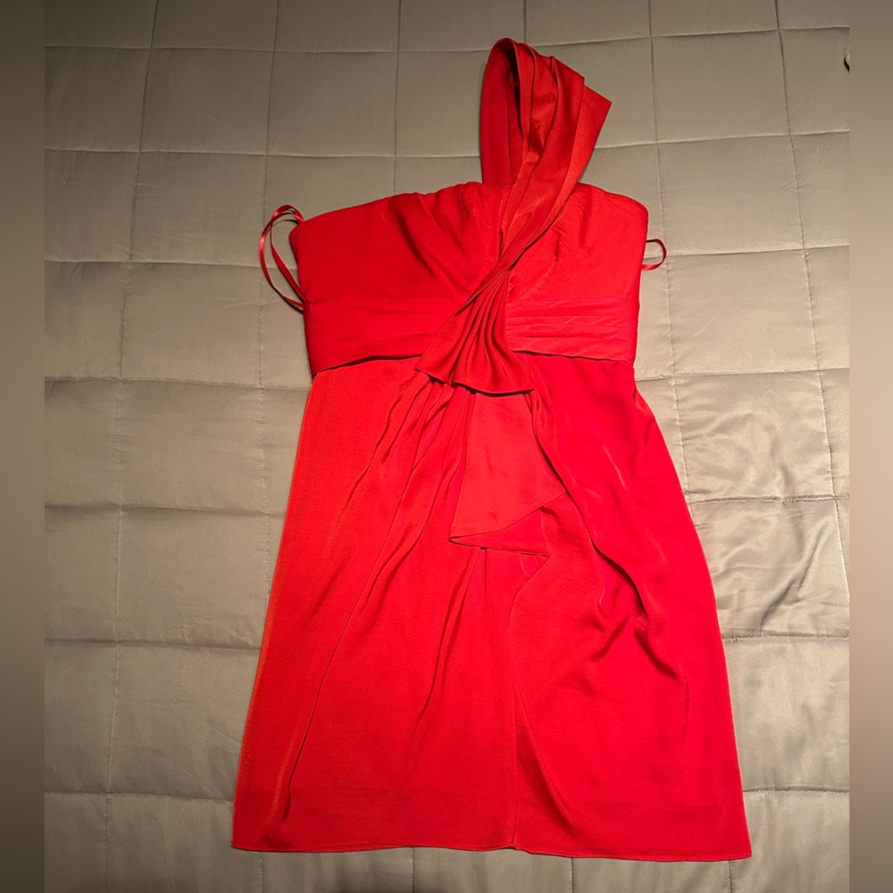 BCBGMaxAzria Red One Shoulder Dress Cocktail